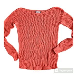 Orange Mesh Knitted Long Sleeve Top ❤️